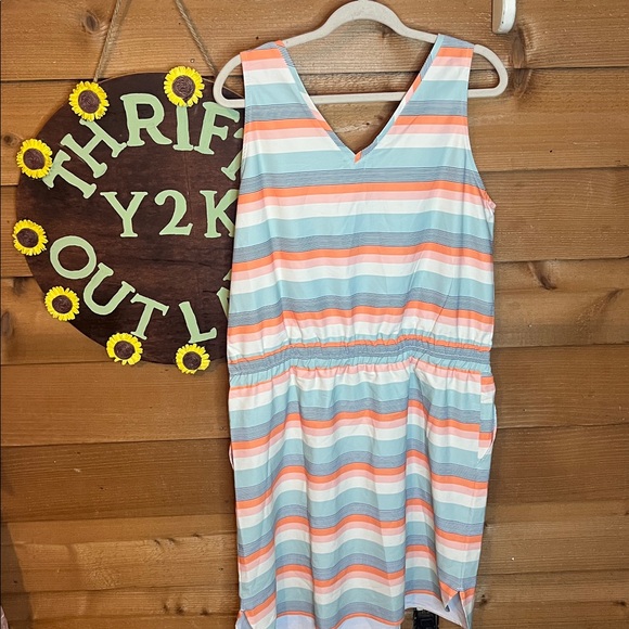 KAVU Ensenada Stripe Midi Athletic Outdoor Athleisure Dress Pocket Sleeveless XL - Picture 9 of 9